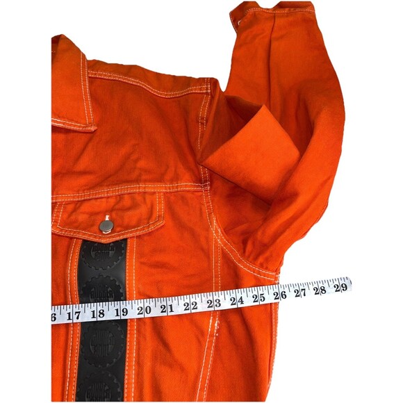 Vtg RUBBER SOUL Men’s  XXL Orange Cool Sexy Denim Trucker Jacket Coat USA Made - Picture 9 of 12